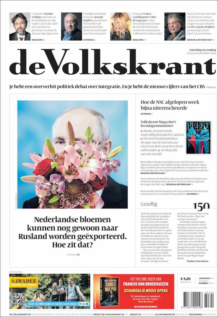 Portada de De Volkskrant (Pa&iacute;ses Bajos)
