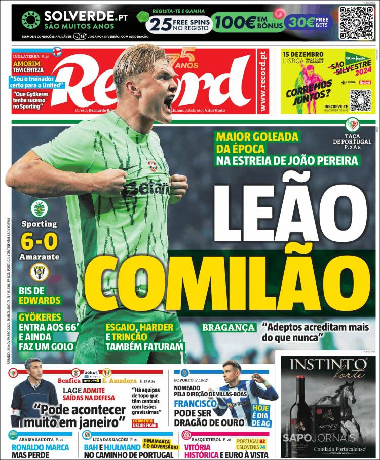 Portada de Jornal de Negócios (Portugal)