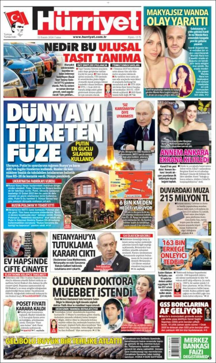 Portada de Hürriyet (Turqu&iacute;a)