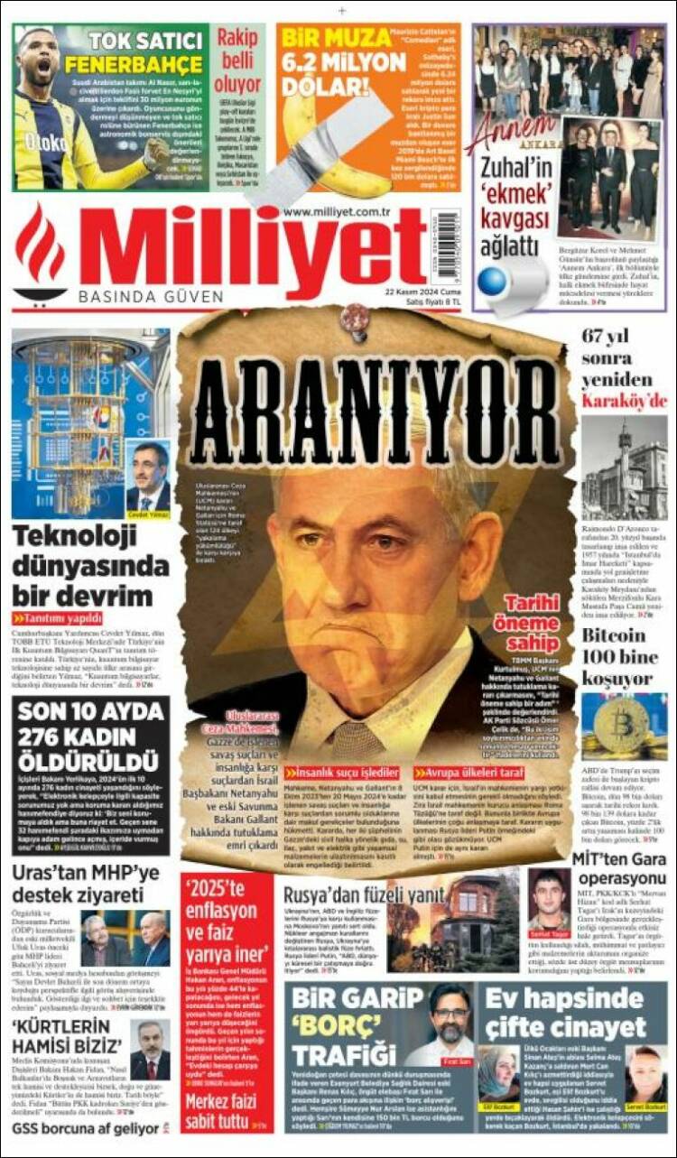 Portada de Milliyet (Turqu&iacute;a)