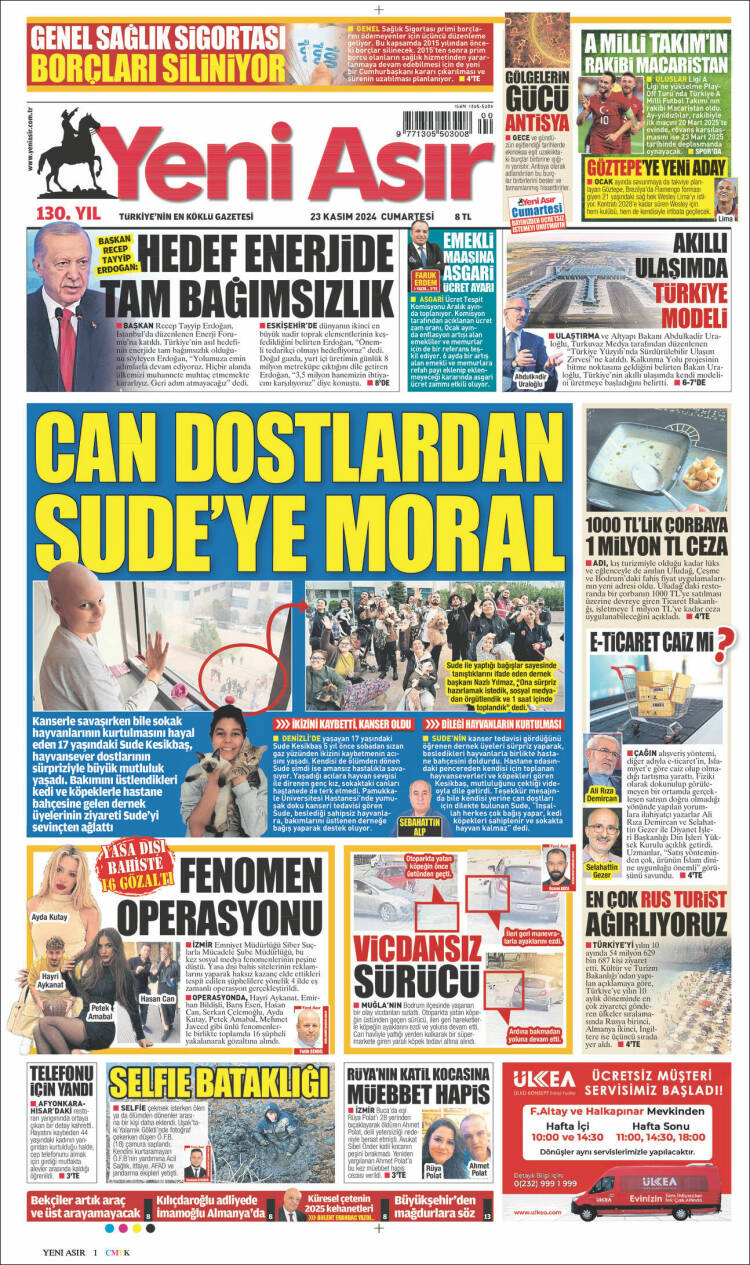 Portada de Yeni Asır (Turqu&iacute;a)