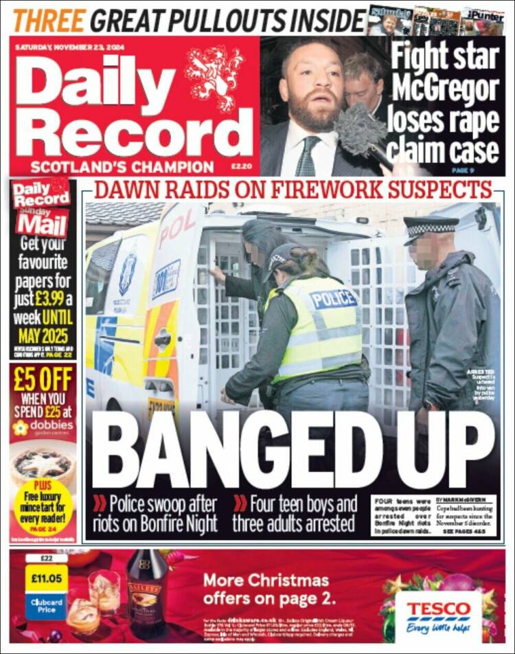 Portada de Daily Record (Reino Unido)