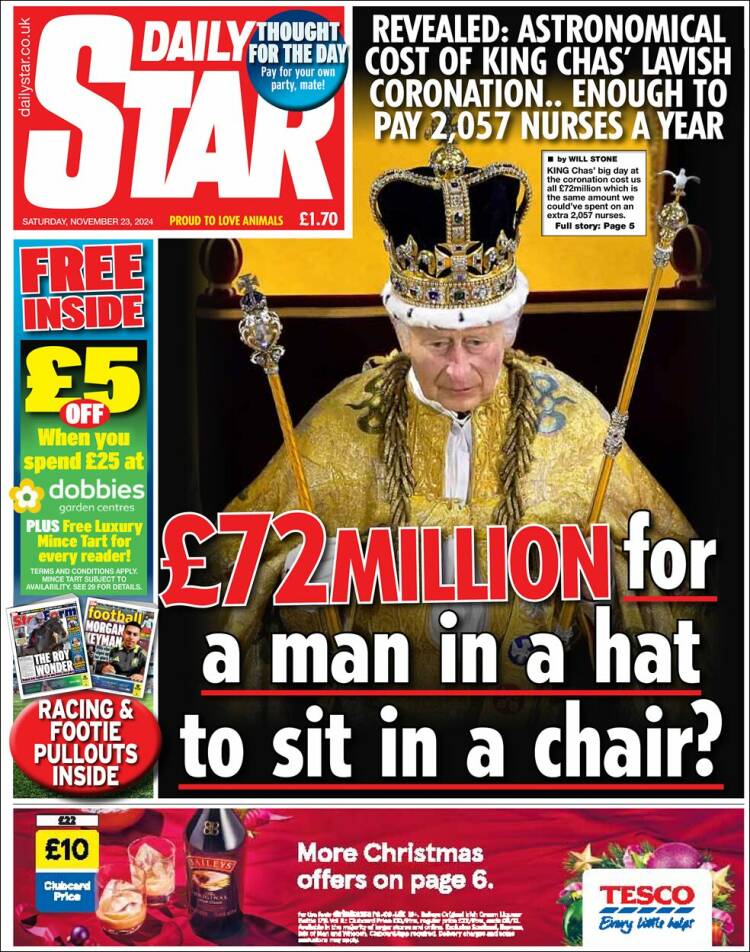 Portada de Daily Star (Reino Unido)