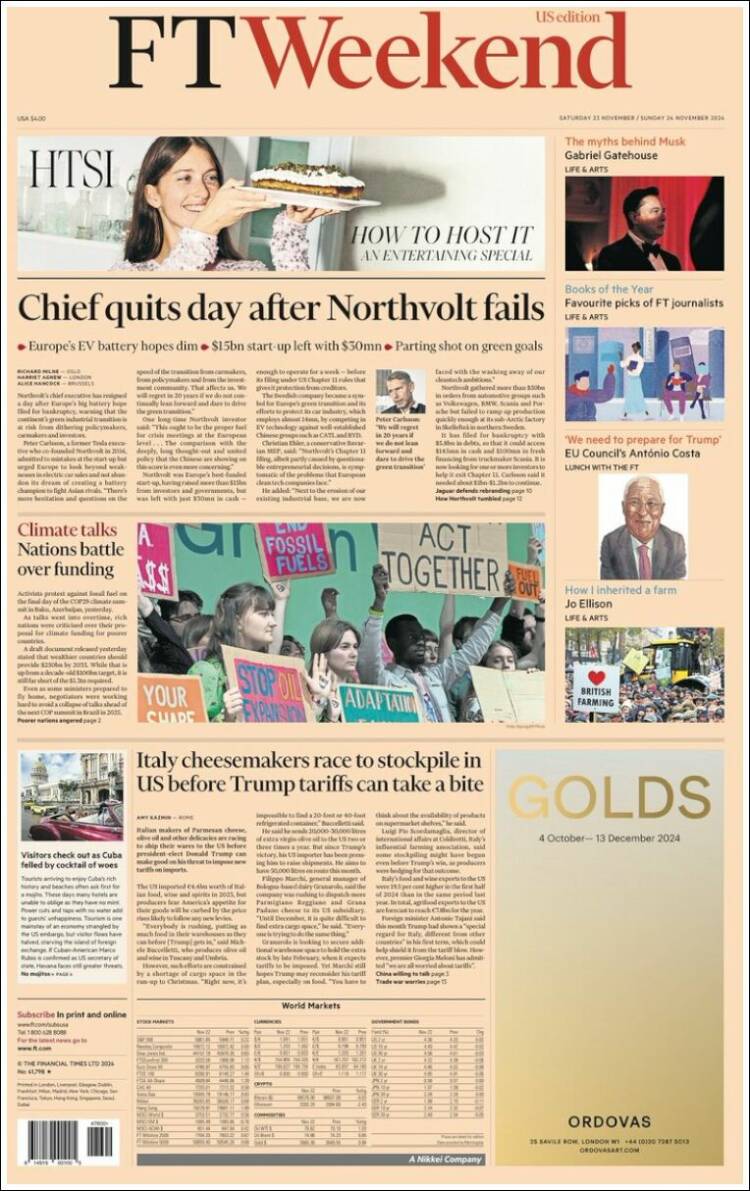 Portada de Financial Times (Reino Unido)