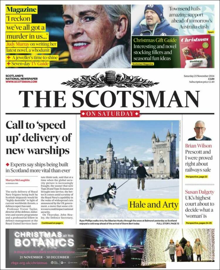 Portada de The Scotsman (Reino Unido)