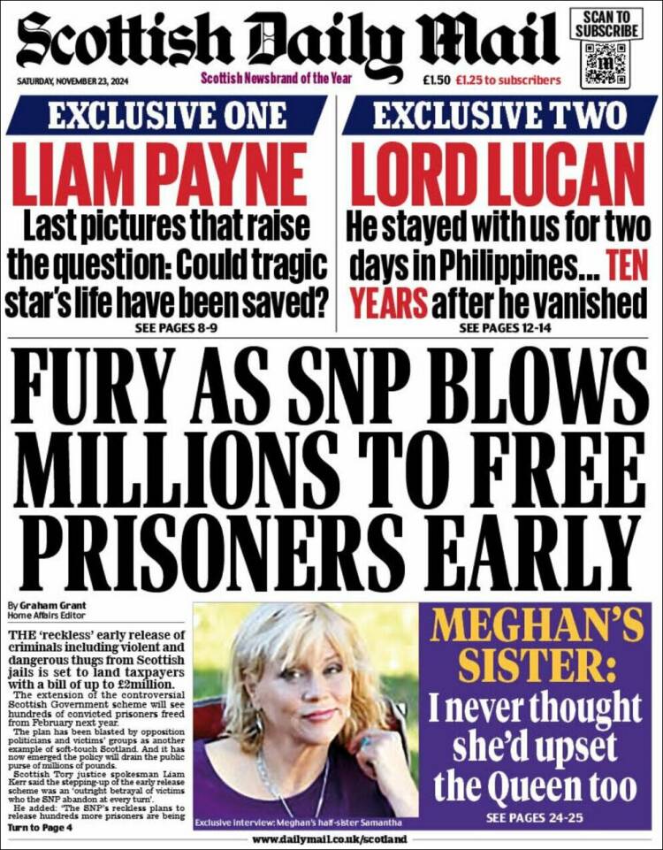 Portada de Scottish Daily Mail (Reino Unido)