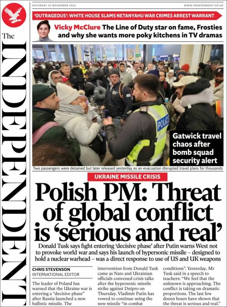 Portada de The Independent (Reino Unido)
