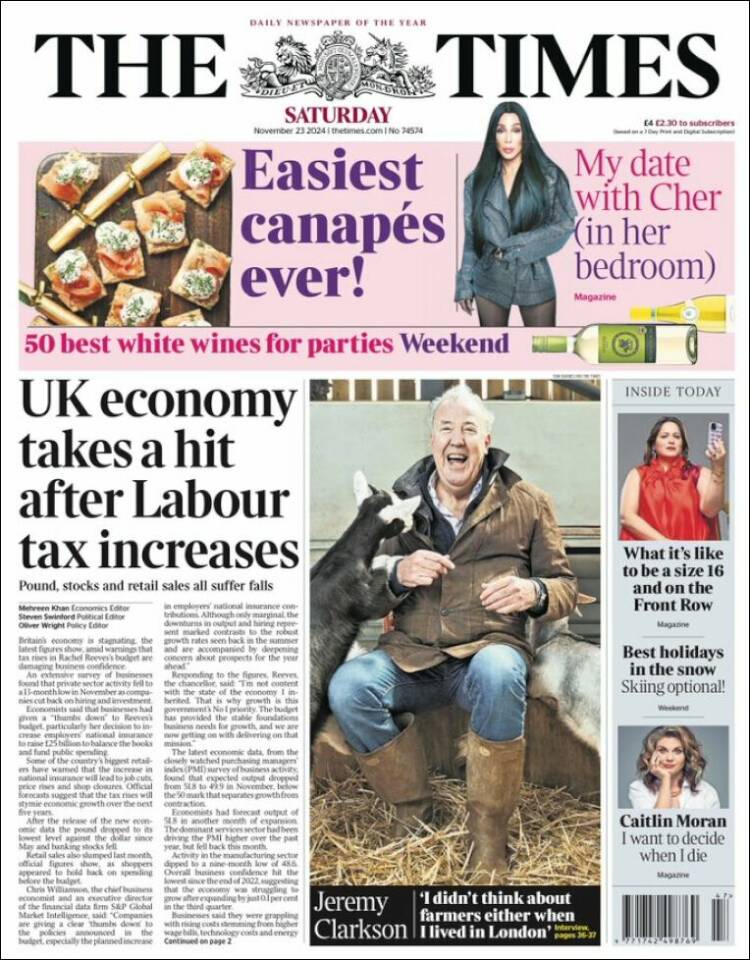 Portada de The Times (Reino Unido)