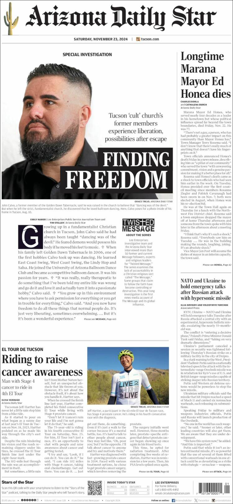 Portada de Arizona Daily Star (USA)