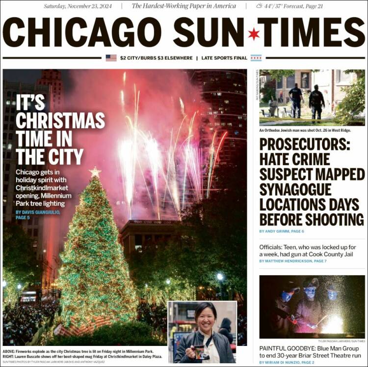 Portada de Chicago Sun-Times (USA)