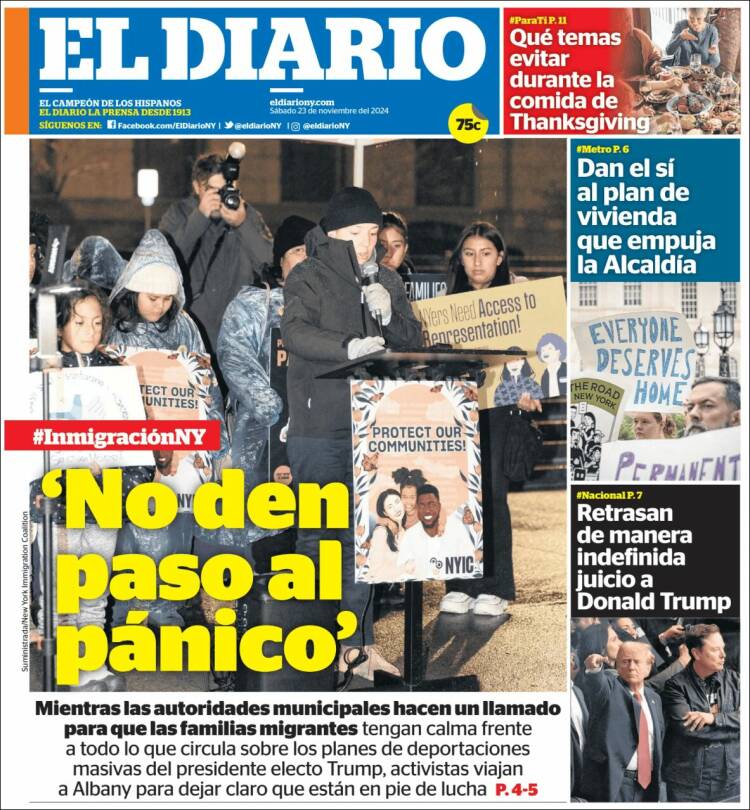 Portada de El Diario NY (USA)