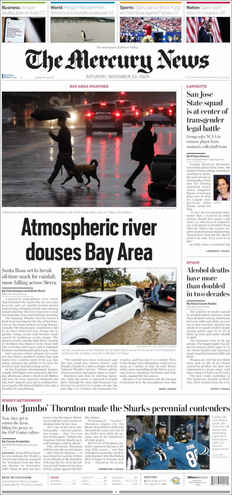 Portada de San Jose Mercury News (USA)