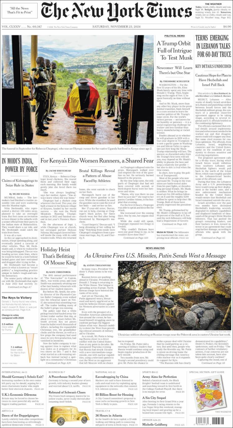 Portada de New York Times (USA)
