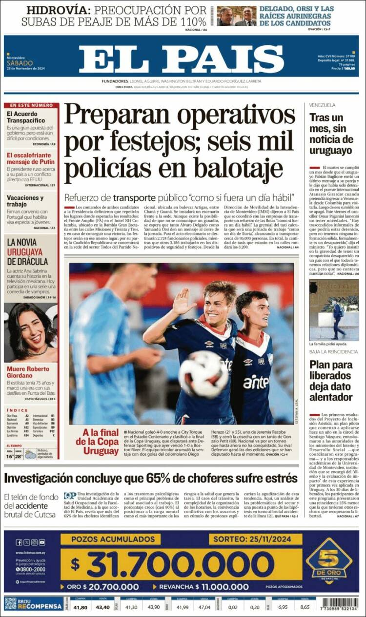 Portada de El País (Uruguay)