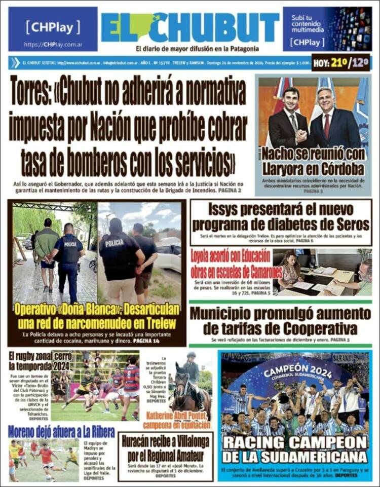 Portada de El Chubut (Argentina)