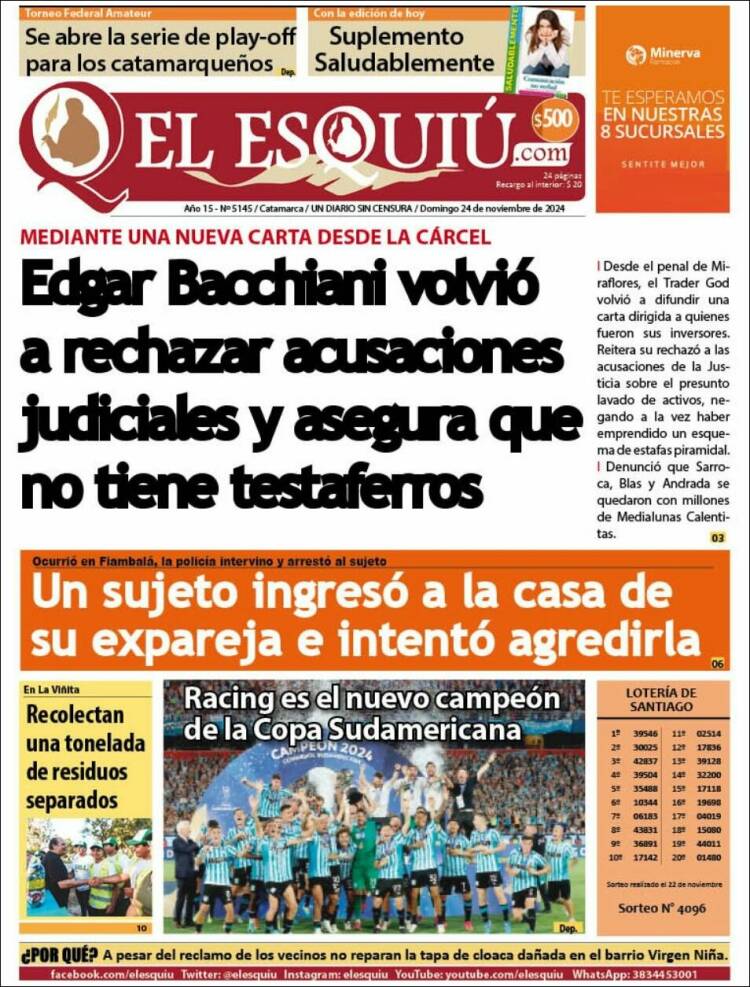 Portada de El Esquiu (Argentina)