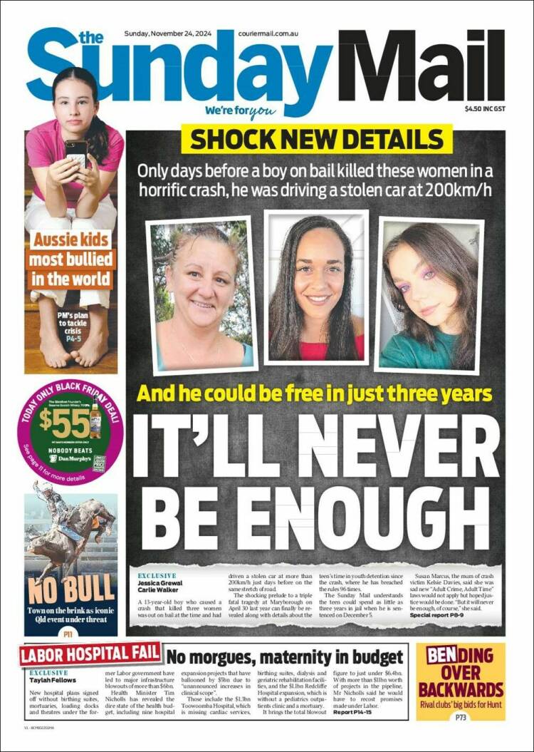 Portada de The Courier-Mail (Australia)
