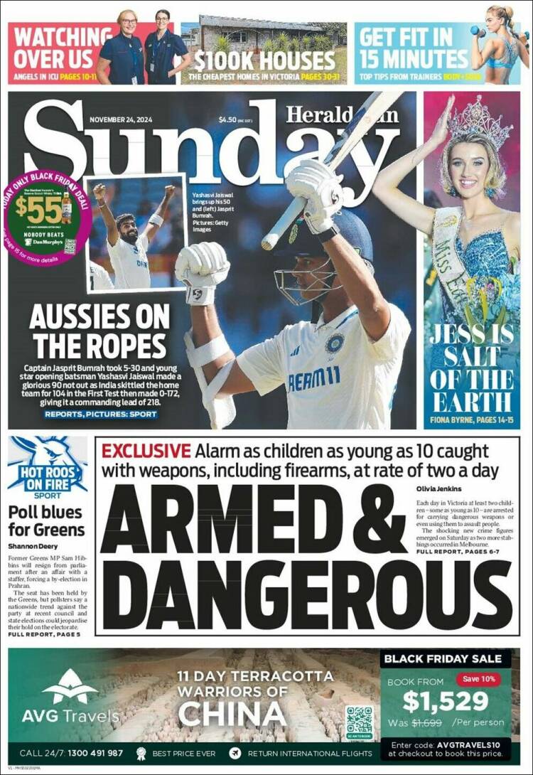 Portada de Herald Sun (Australia)