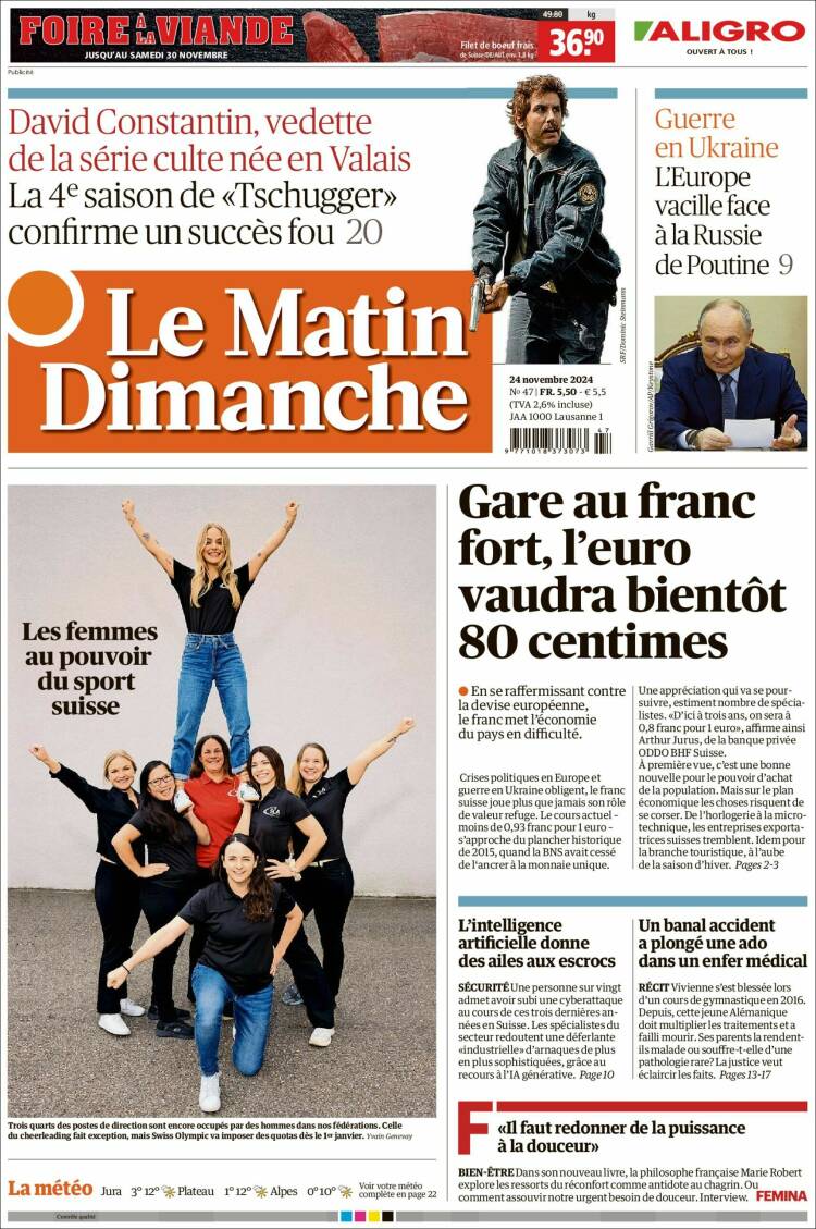Portada de Le Matin (Suiza)