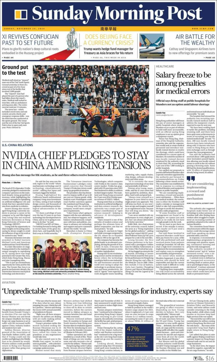 Portada de South China Morning Post (China)