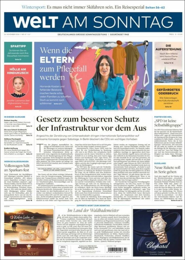 Portada de Die Welt (Alemania)