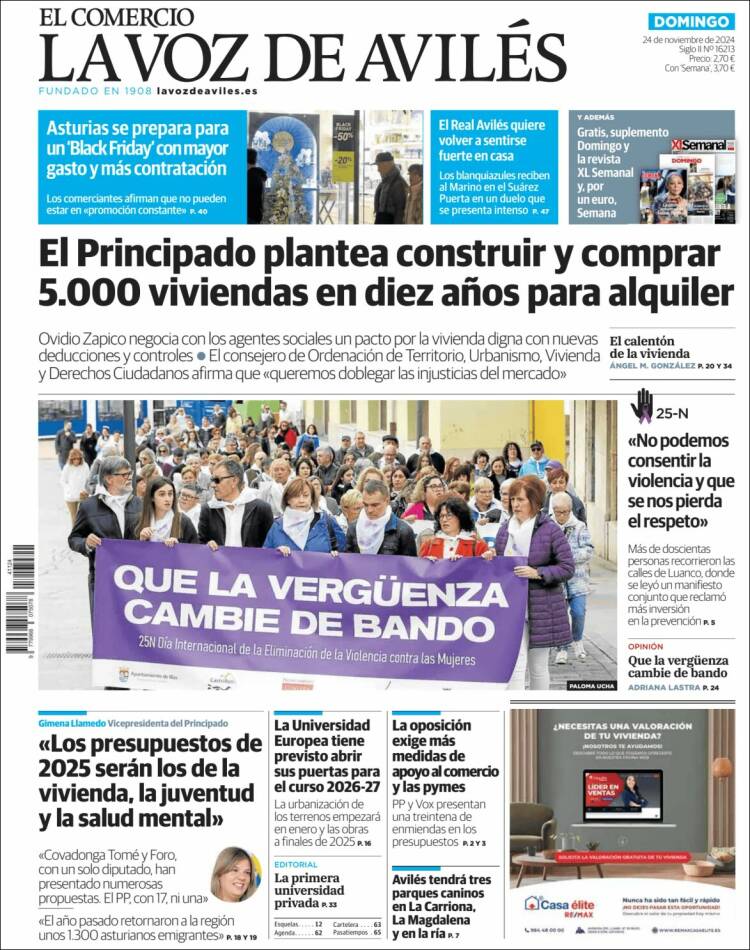 Portada de El Comercio - Avilés (España)