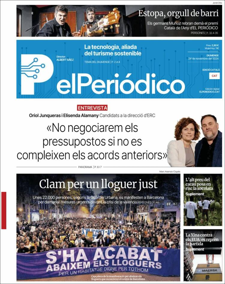 Portada de El Periódico de Catalunya (España)