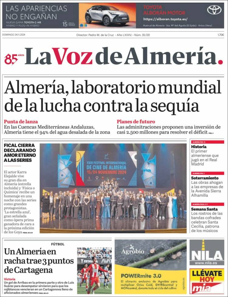 Portada de La Voz de Almería (España)