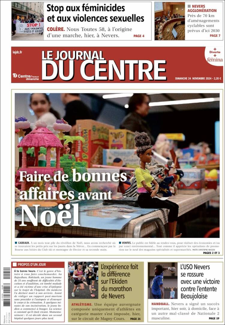 Portada de Le Journal du Centre (Francia)