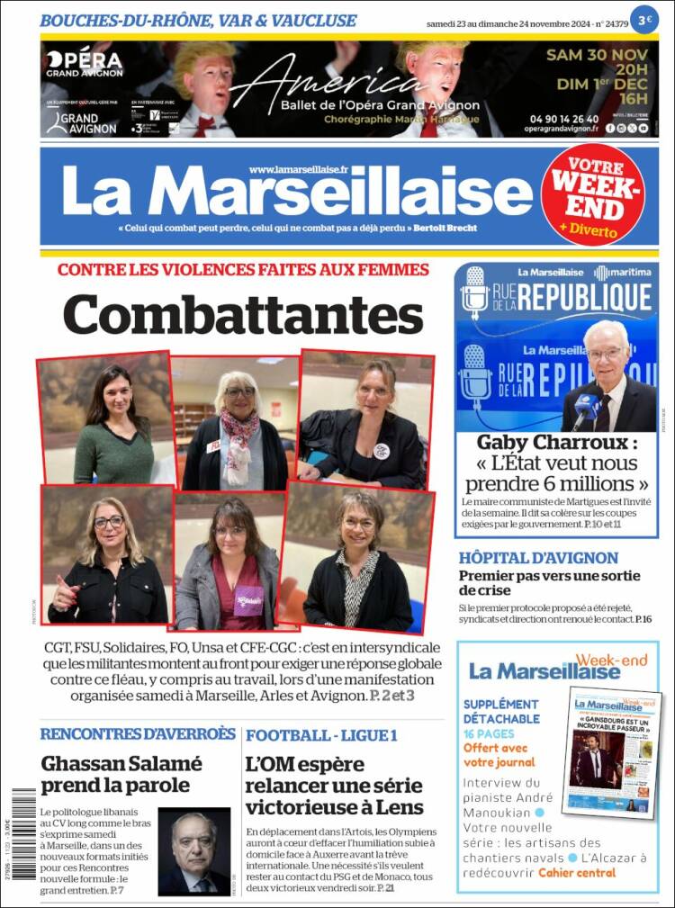 Portada de La Marseillaise (Francia)