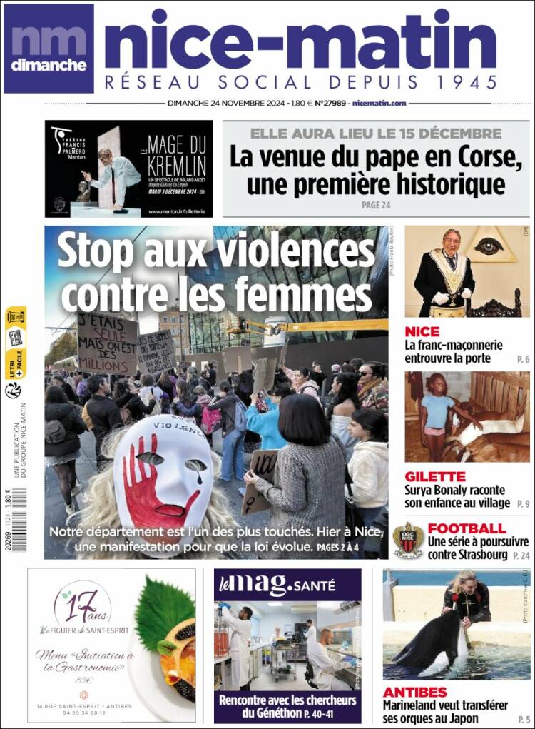 Portada de Nice-Matin (Francia)