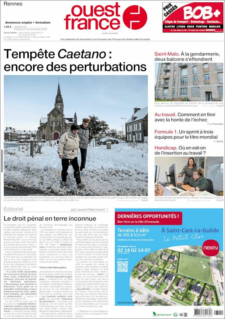 Portada de Ouest France (Francia)