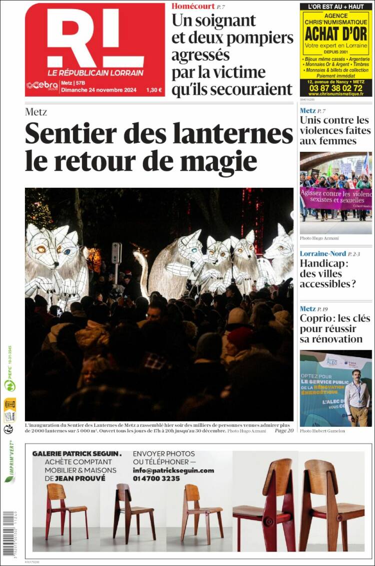 Portada de Le Republicain Lorrain (Francia)