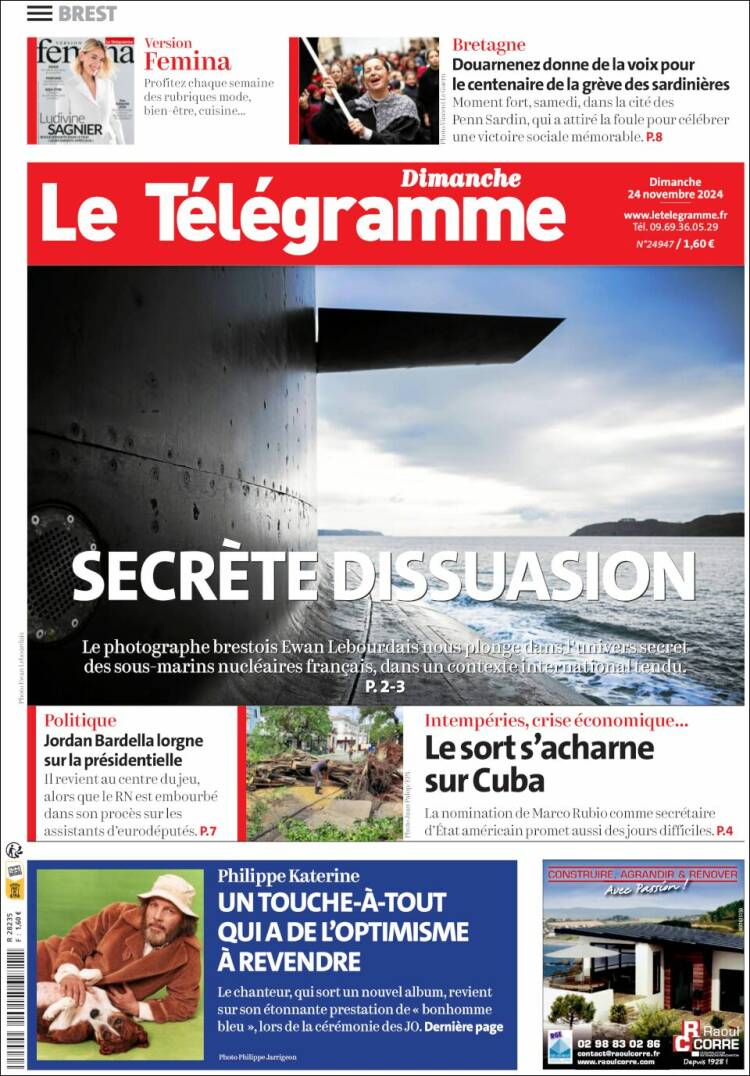 Portada de Télégramme (Francia)