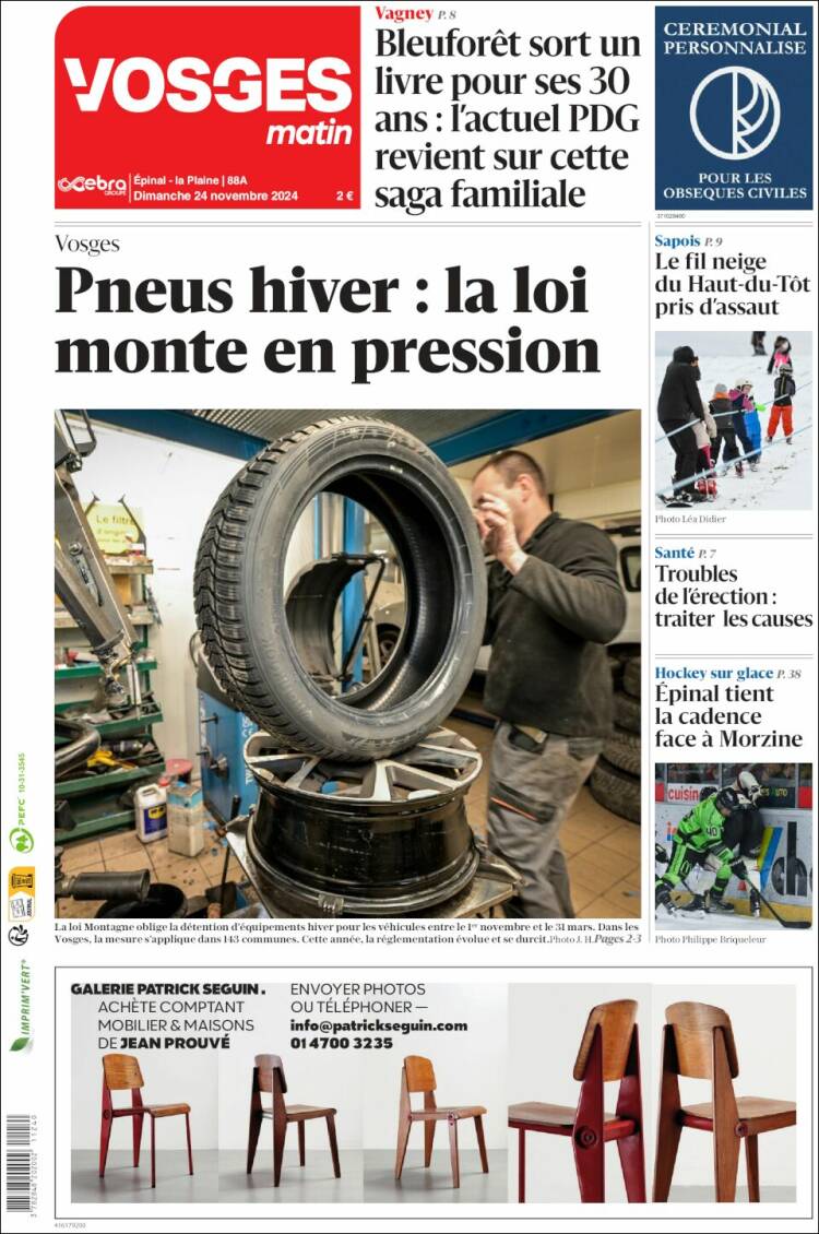 Portada de Vosges Matin (Francia)