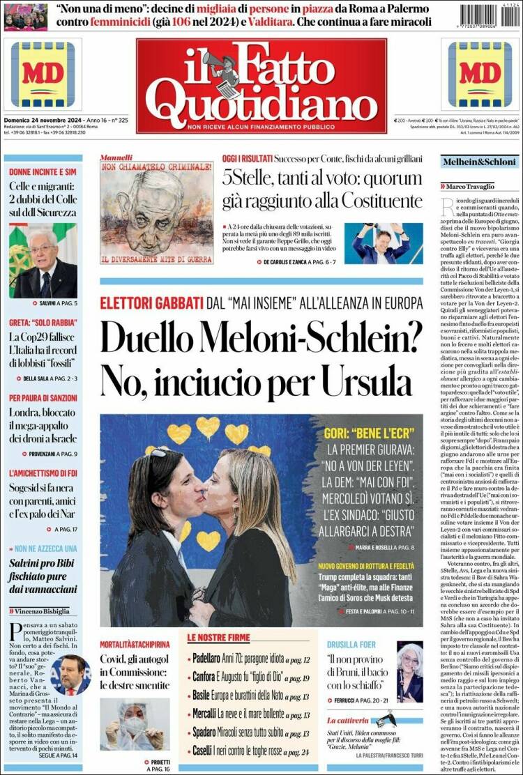 Portada de Il Fatto Quotidiano (Italia)