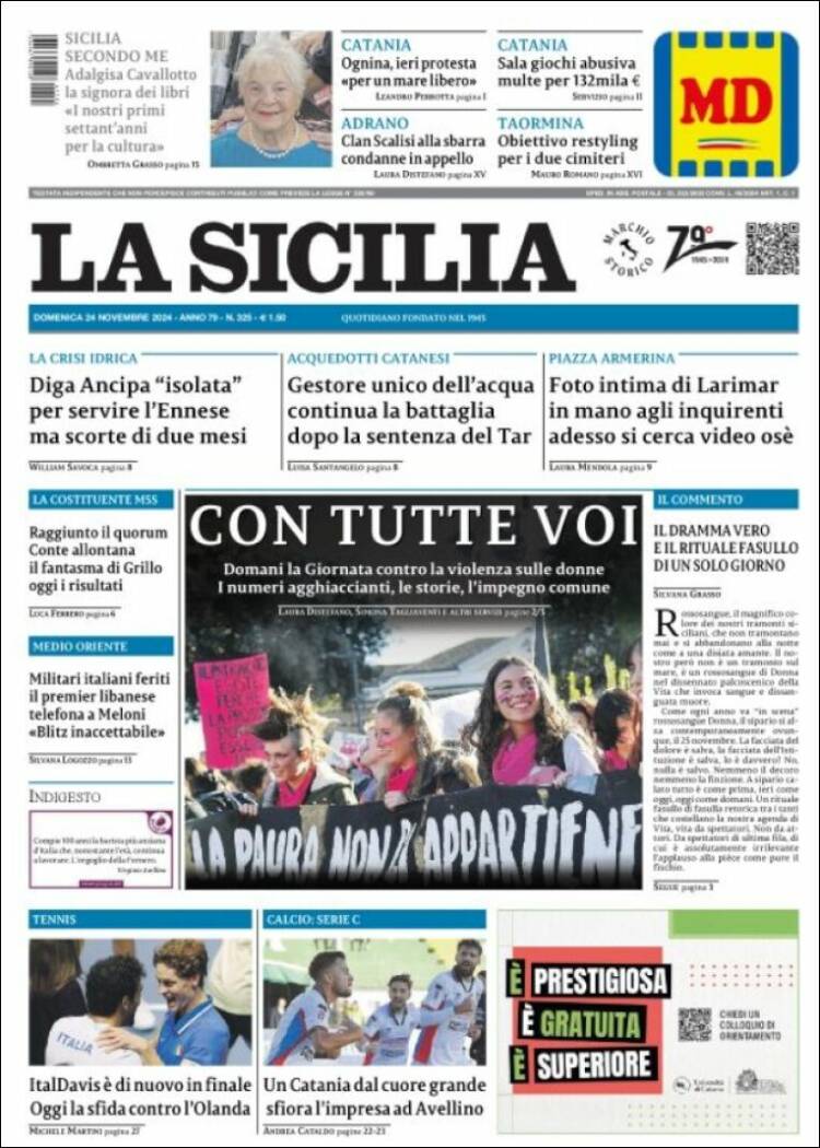 Portada de La Sicilia (Italia)