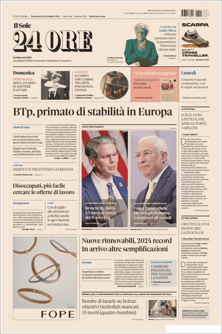Portada de Il Sole 24 ORE (Italia)