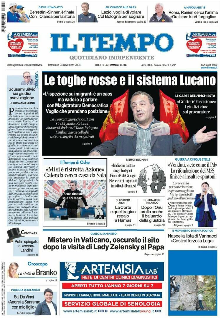 Portada de Il Tempo (Italia)