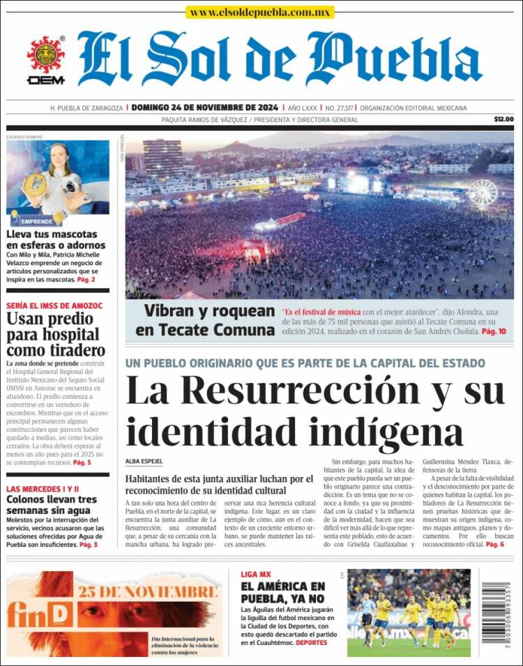 Portada de El Sol de Puebla (México)