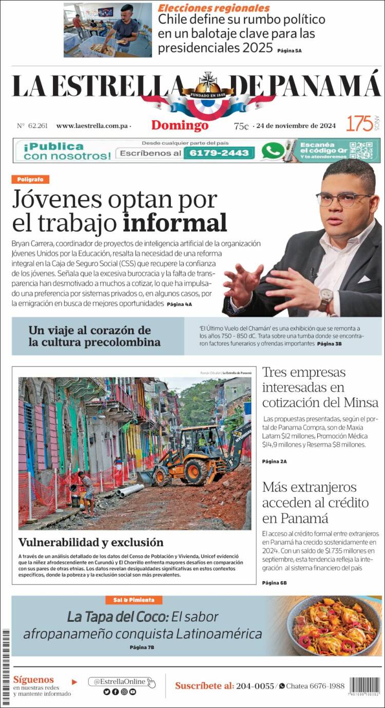 Portada de La Estrella de Panamá (Panam&aacute;)