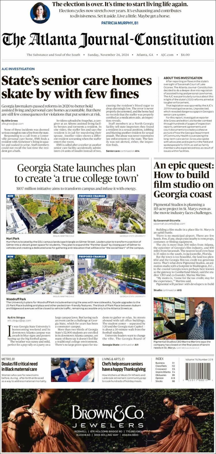 Portada de The Atlanta Journal-Constitution (USA)