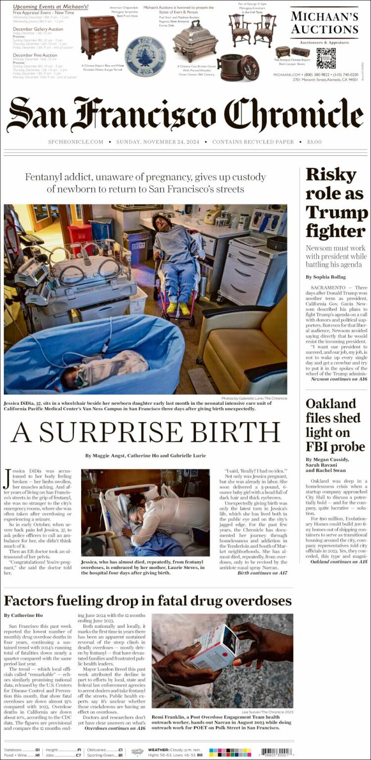 Portada de San Francisco Chronicle (USA)