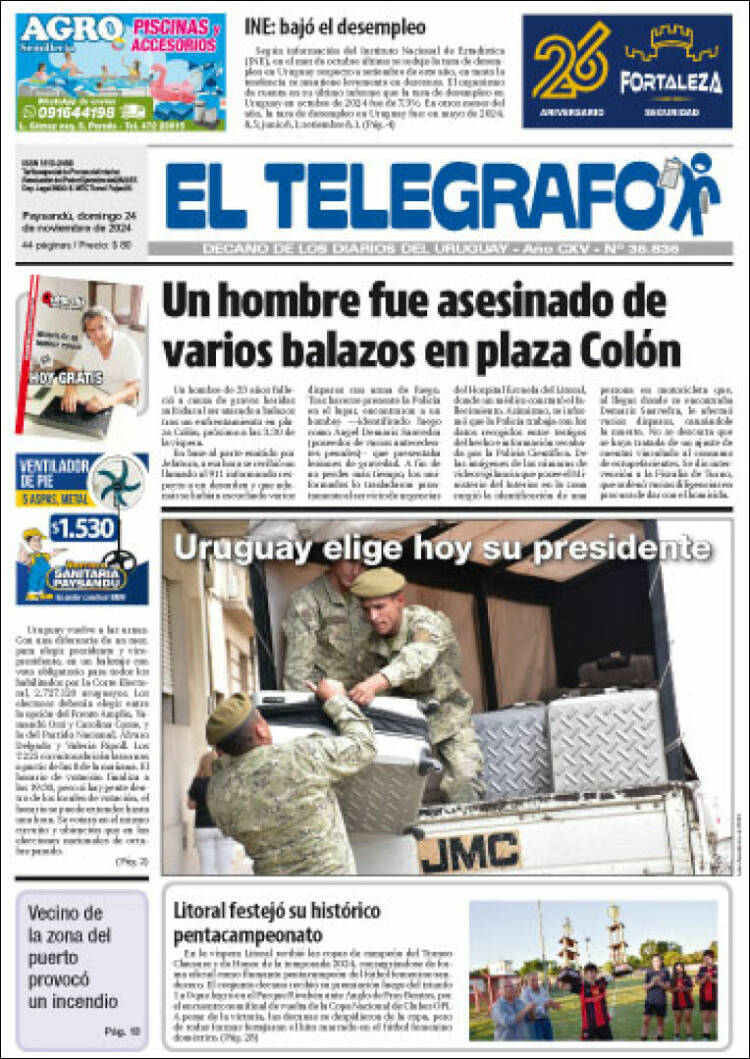 Portada de El Telégrafo (Uruguay)