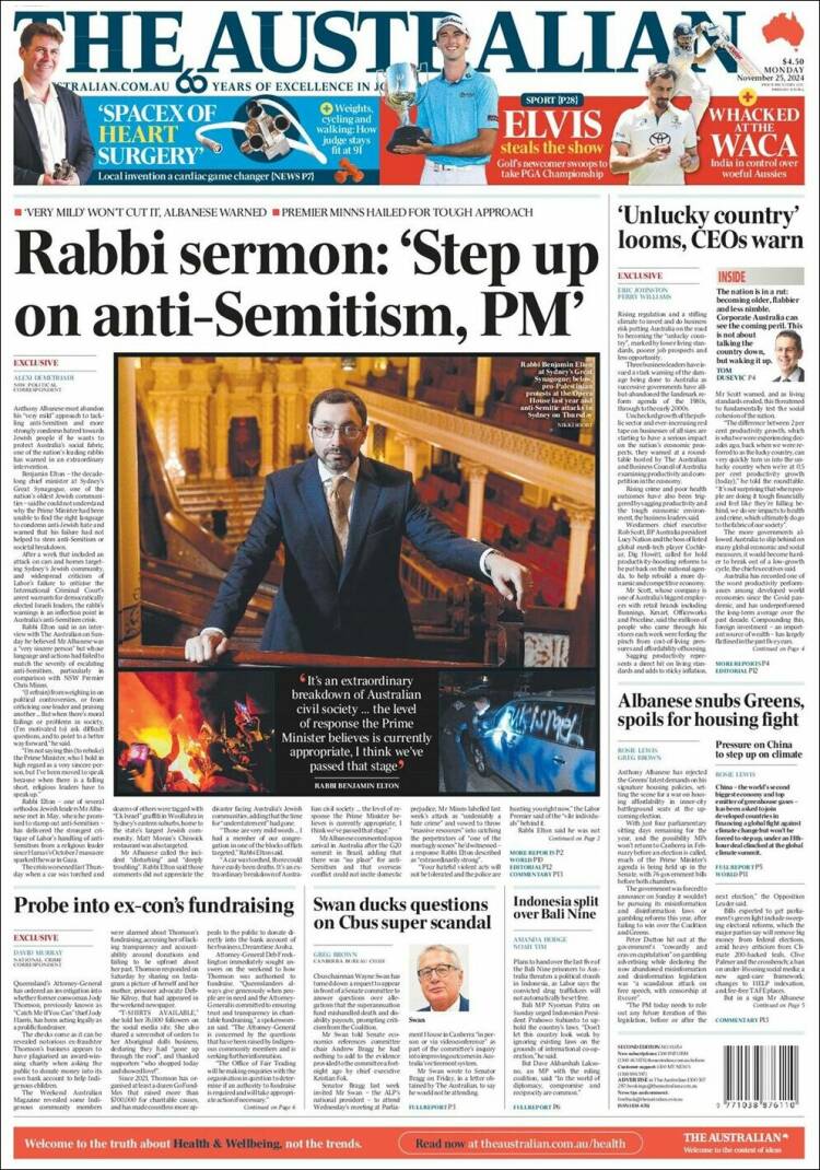 Portada de The Australian (Australia)