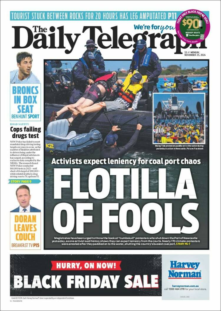 Portada de The Daily Telegraph (Australia)