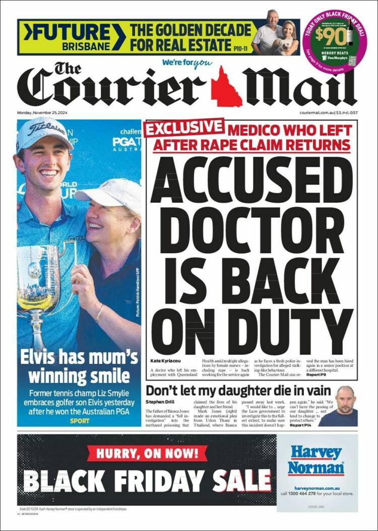 Portada de The Courier-Mail (Australia)