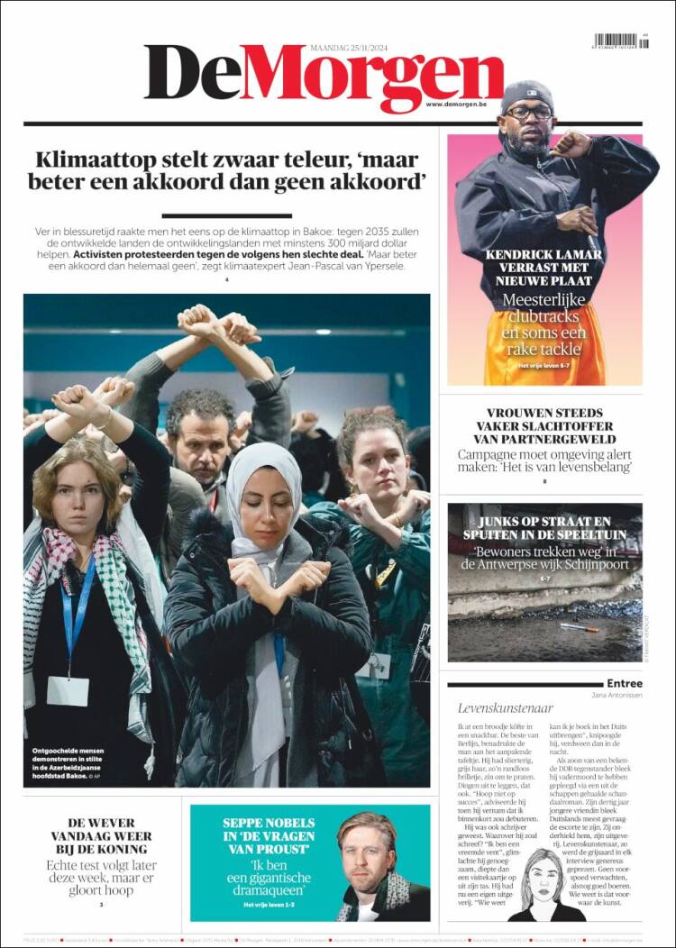 Portada de De Morgen (B&eacute;lgica)