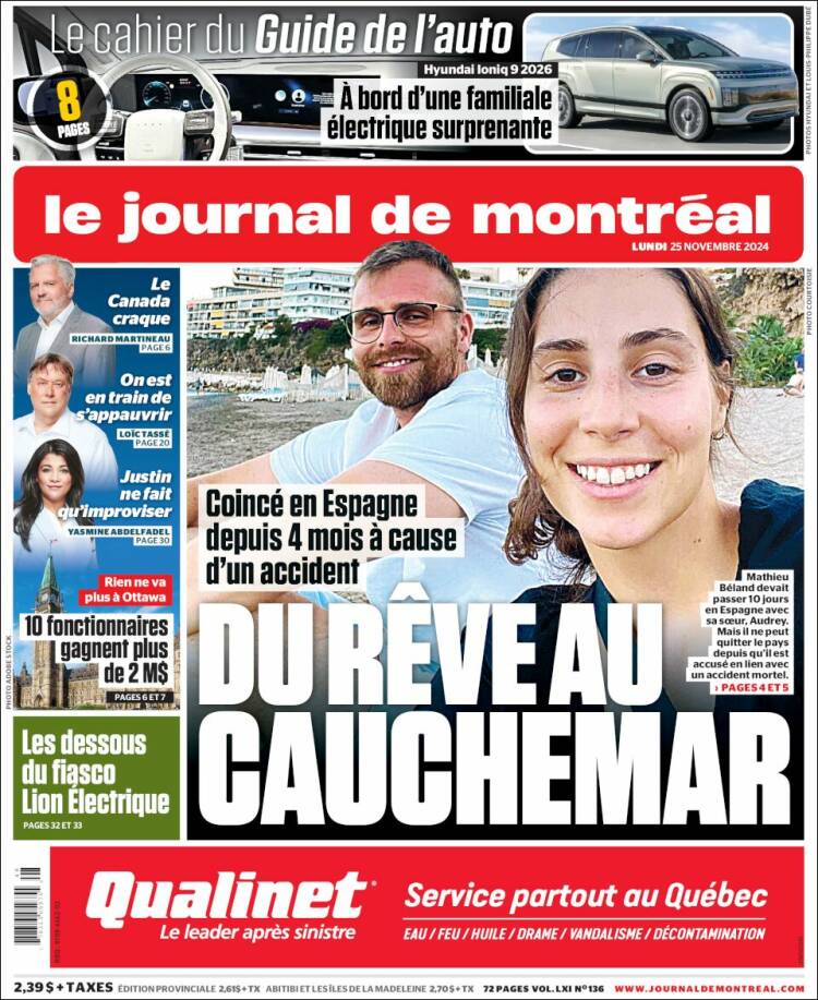 Portada de Le Journal de Montréal (Canadá)