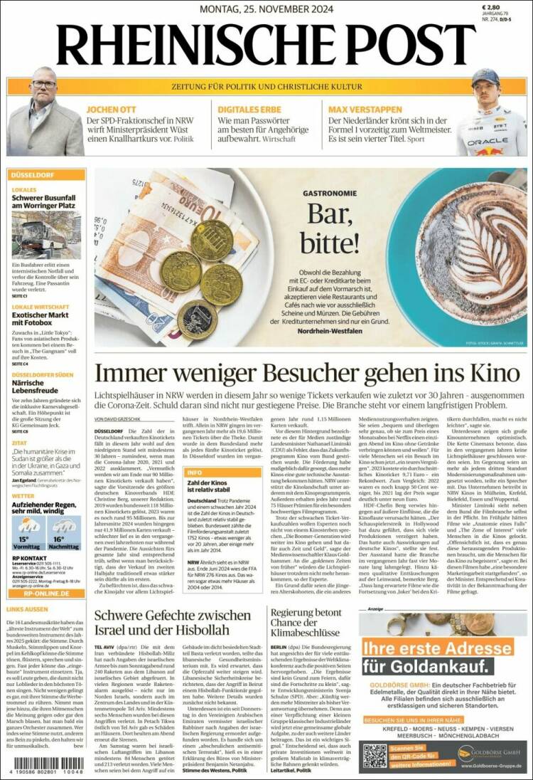 Portada de Rheinische Post (Alemania)